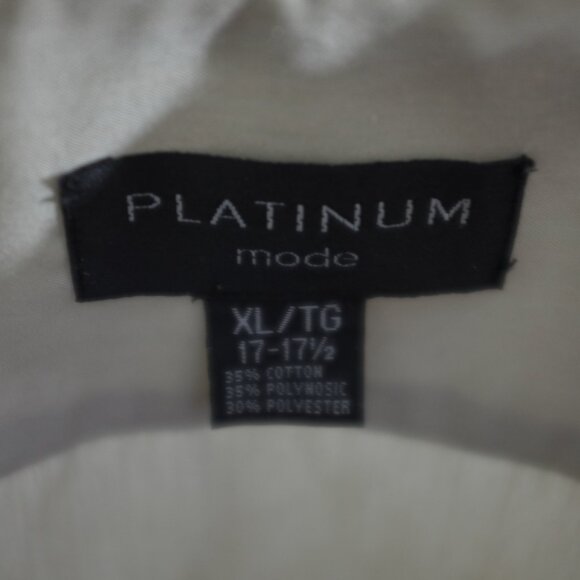 Platinum mode grey green solid dress shirt size XL cotton blend - Picture 7 of 7